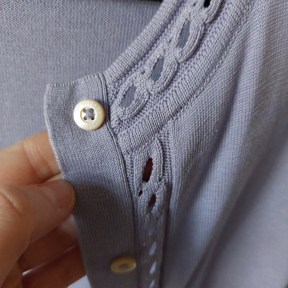 Brooks brothers lavender silk cotton cardigan with mother of pearl detail Small - Picture 6 of 8